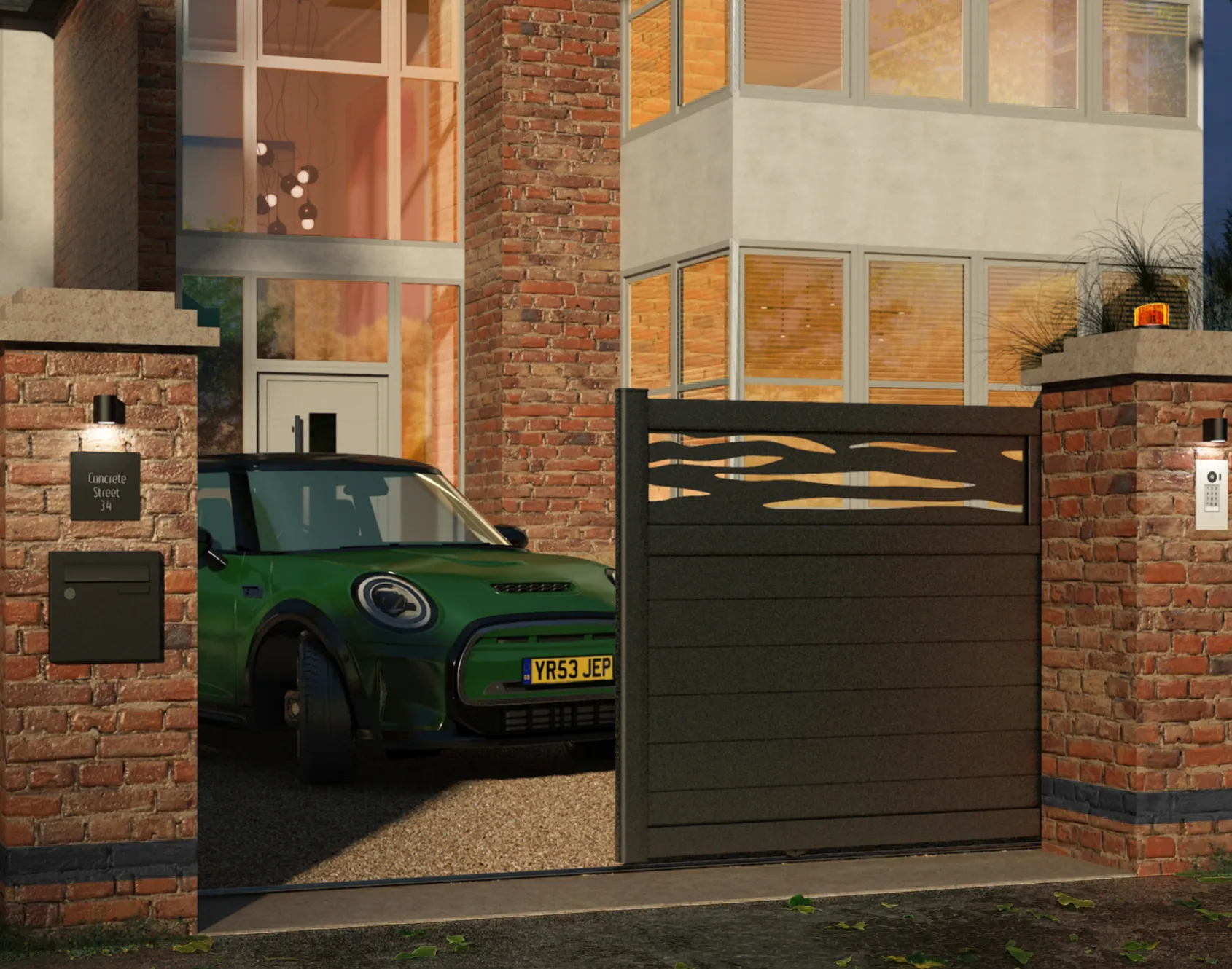 Metig Sliding gate - Openwork slats - Cambium Design